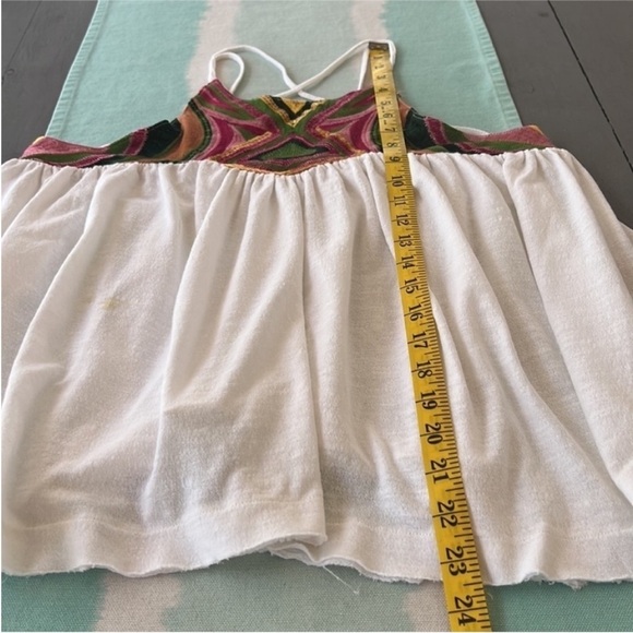 Free People Ivory Combo Embroidered Detail Beach Date Strappy Tank Top - Picture 9 of 13